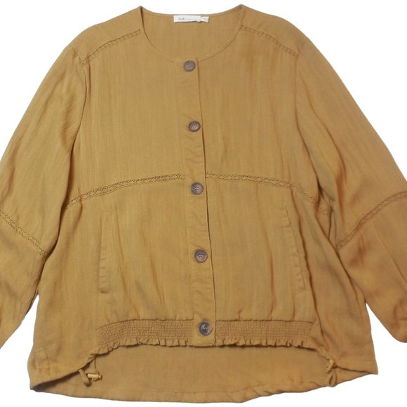 Jacket NEW MEDIUM light-weight button-down pockets long sleeve mustard color - Picture 1 of 10
